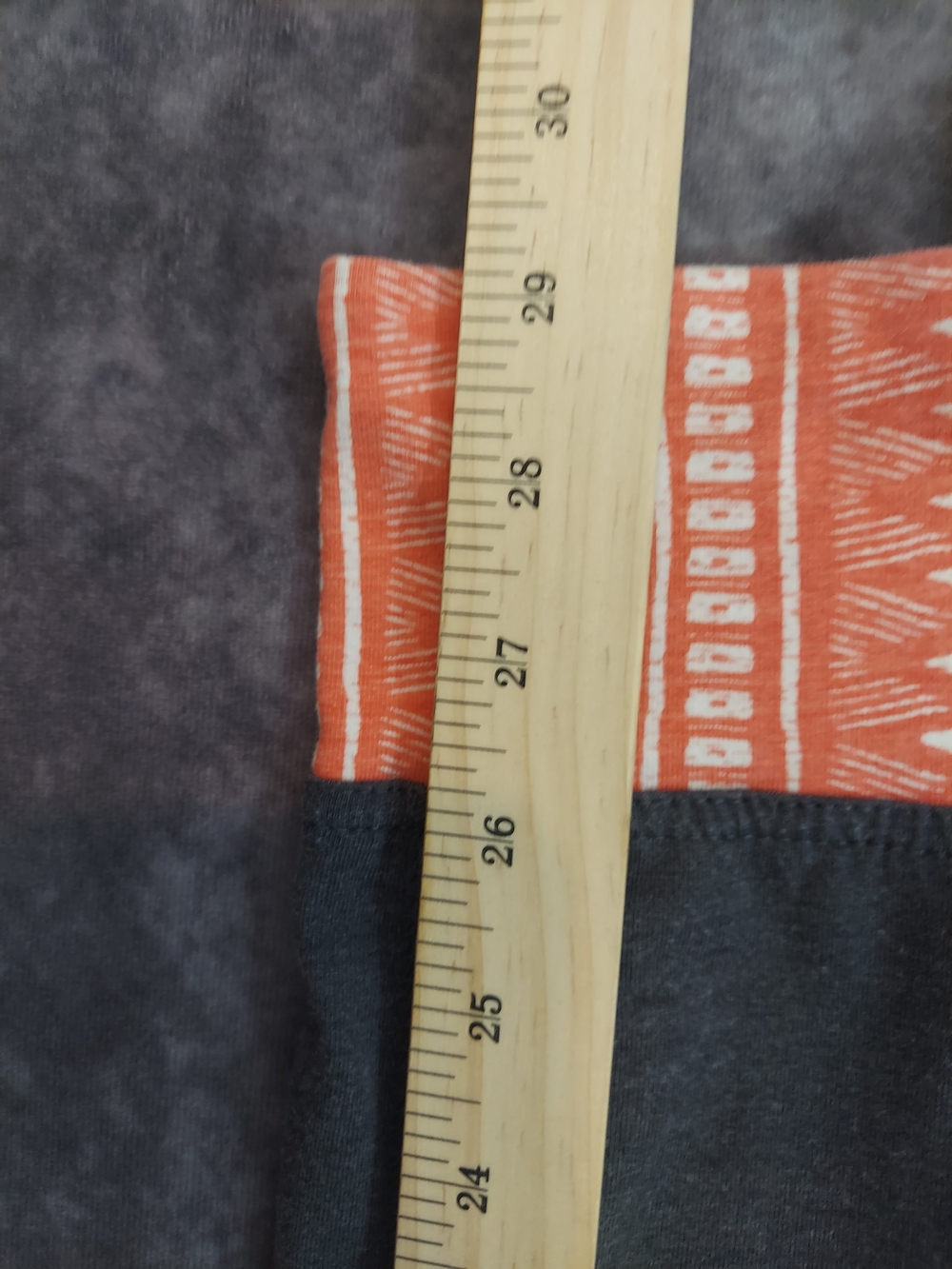 Mix & Co Women's Capri Leggings XL Gray with Coral Printed Waistband - Picture 5 of 8